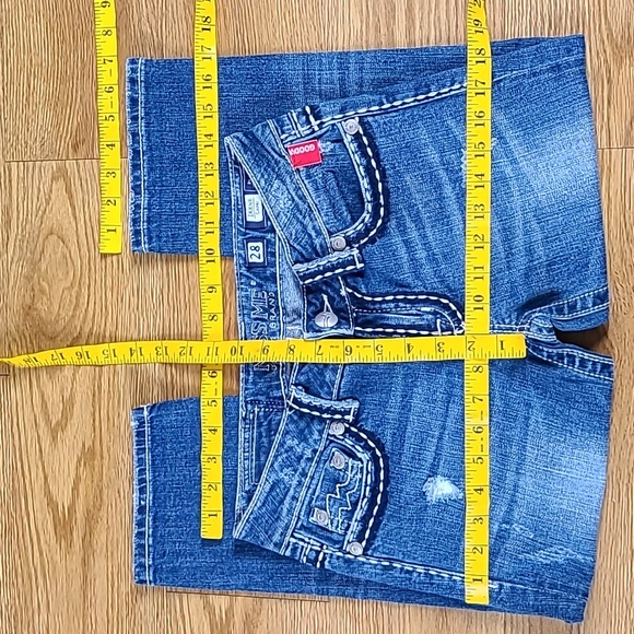 MISS ME VINTAGE JEANS SHORTS WOMEN'S 28x19 BLUE IRENE CAPRI DISTRESSED DENIM - Picture 4 of 8